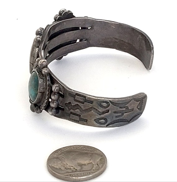 Very Detailed Vintage Turquoise and Silver 1950's… - image 3