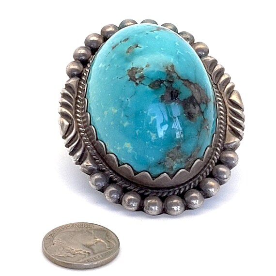 Huge Navajo 1970's Statement Ring. Candalaria Tur… - image 1