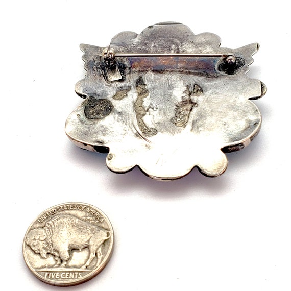 1940s Dan Simplicio Coral Turquoise Silver Pin Br… - image 5