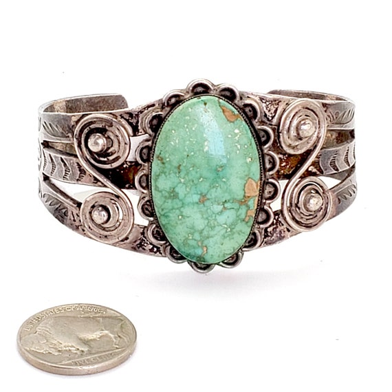 Late 1930's Natural Turquoise Silver Navajo Nativ… - image 1