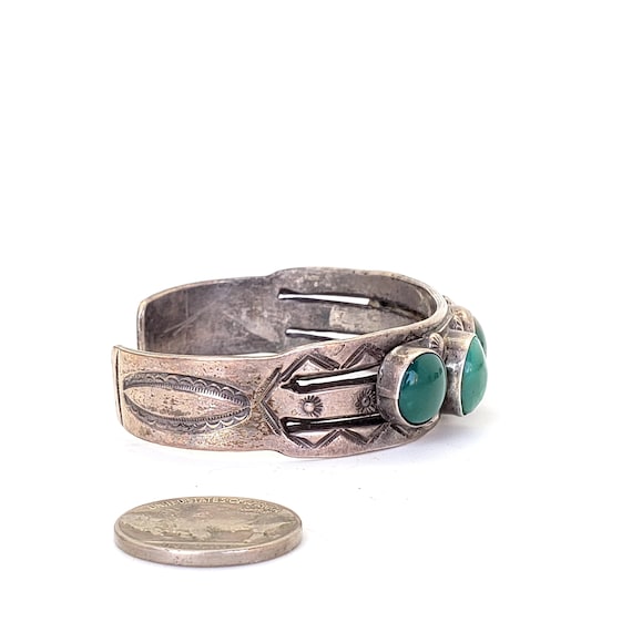 Native American Early 1900's Ingot Silver Vintage Bisbee Turquoise Bracelet Old Native American Early 1900's Ingot Silver Vintage Bisbee Turquoise Bracelet Old