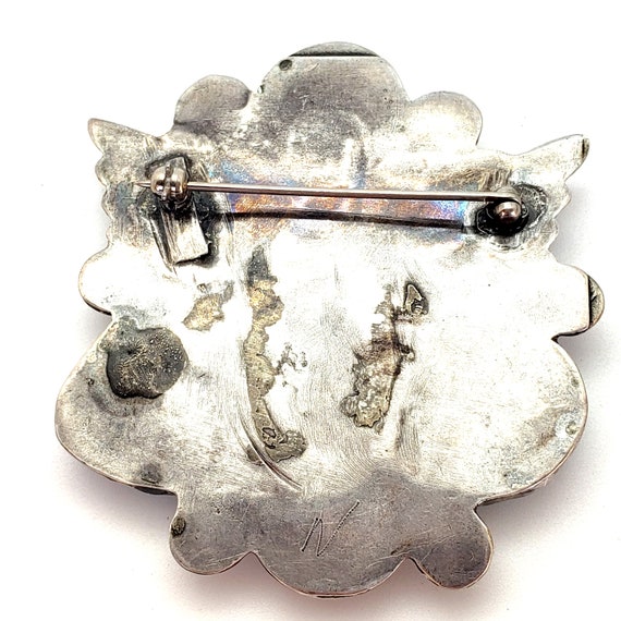 1940s Dan Simplicio Coral Turquoise Silver Pin Br… - image 6