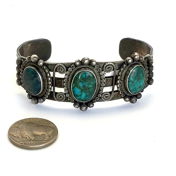 Very Detailed Vintage Turquoise and Silver 1950's… - image 1