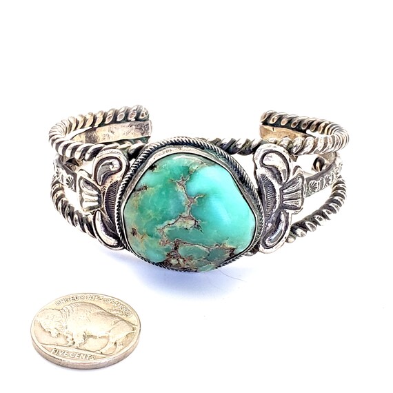 Expert Detailed Wide Vintage Navajo Old Kingman Turquoise Native American Jewelry Silver Garden Bracelet Expert Detailed Wide Vintage Navajo Old Kingman Turquoise Native American Jewelry Silver Garden Bracelet