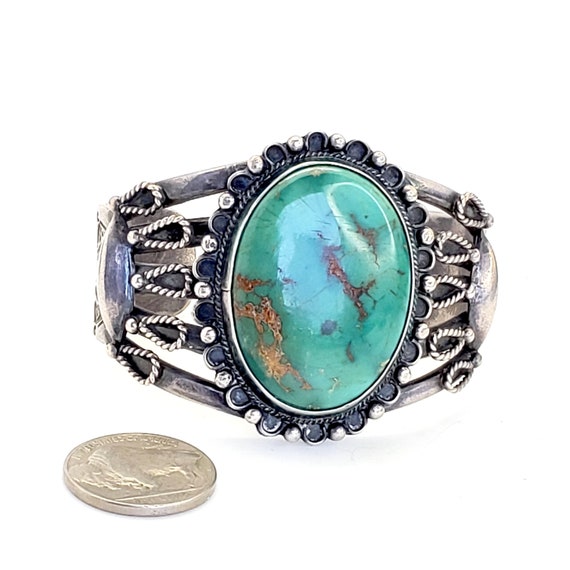 1940s Royston Turquoise and Silver Classic Navajo… - image 1