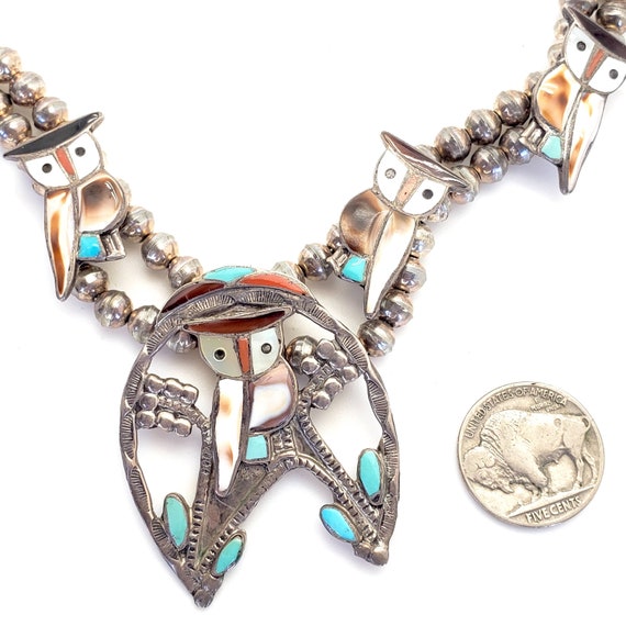 Huge And Very Old Vintage Navajo 'Coral Shell Turquoise ' Owl Native American Jewelry Silver Earrings Huge And Very Old Vintage Navajo 'Coral Shell Turquoise ' Owl Native American Jewelry Silver Earrings