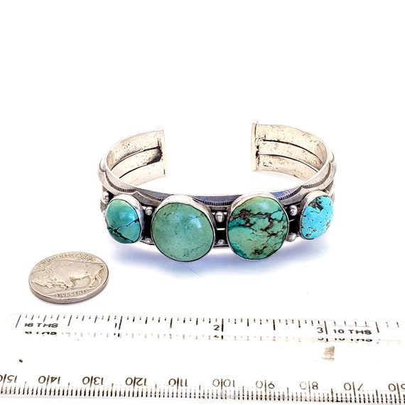 1940s Untreated Turquoise Silver Early Vintage Na… - image 7