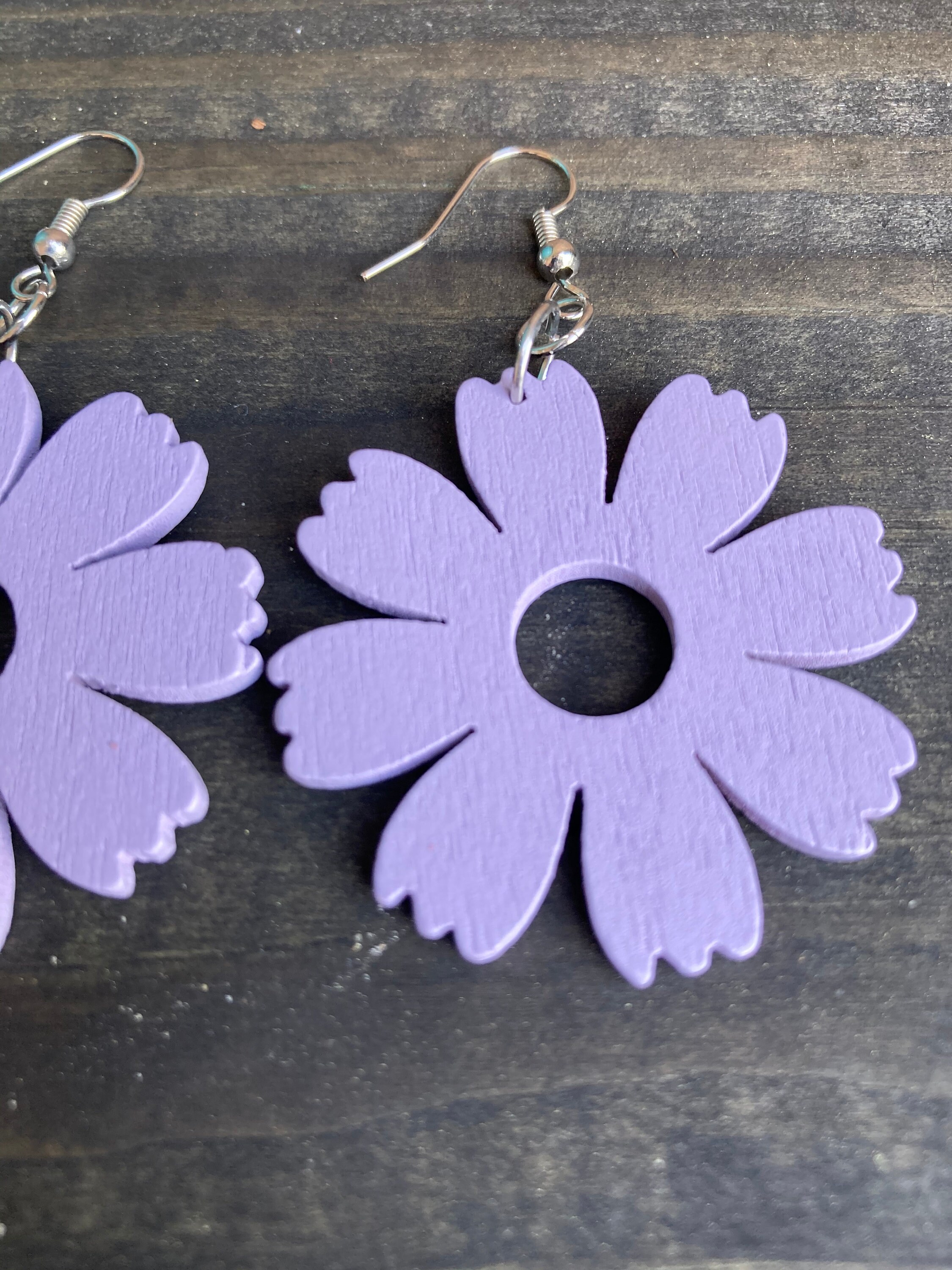 Wood Flower Earring Floral Earring Wood Dangle Earring Etsy