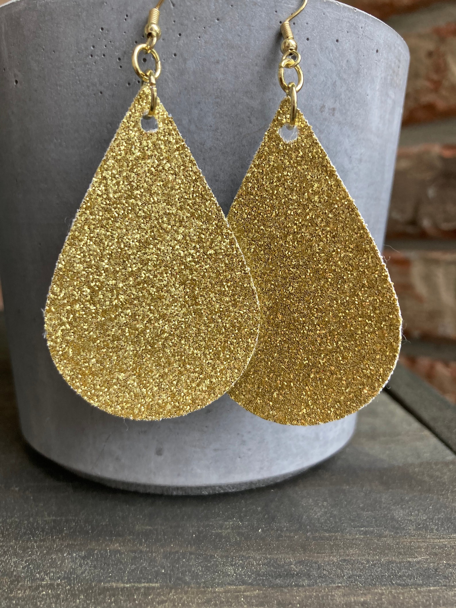 Gold Sparkly Earring Gold Jewelry Glitter Earring Dangly Etsy