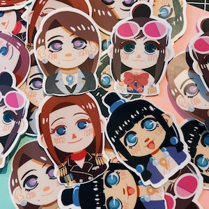 Phoenix Wright Ace Attorney Turnabout Sisters Stickers (Mia Fey, Maya Fey, Lana Skye, Ema Skye)