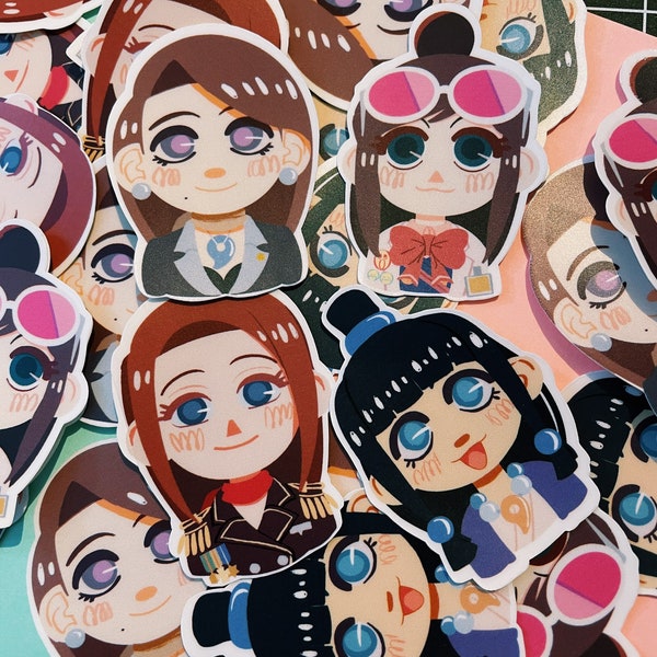 Phoenix Wright Ace Attorney Turnabout Sisters Stickers (Mia Fey, Maya Fey, Lana Skye, Ema Skye)