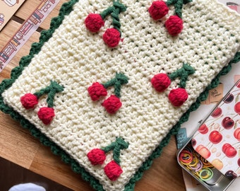 Cherry Book Sleeve Crochet Pattern / Crochet Book Cover / Digital Download / PDF / OneStopWonders