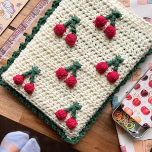 Cherry Book Sleeve Crochet Pattern / Crochet Book Cover / Digital Download / PDF / OneStopWonders