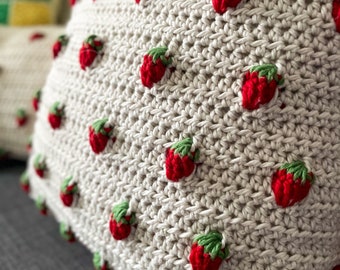 Modèle de crochet d'oreiller de fraise / modèle d'oreiller mignon et facile / oreiller de baie / DIY / OneStopWonders