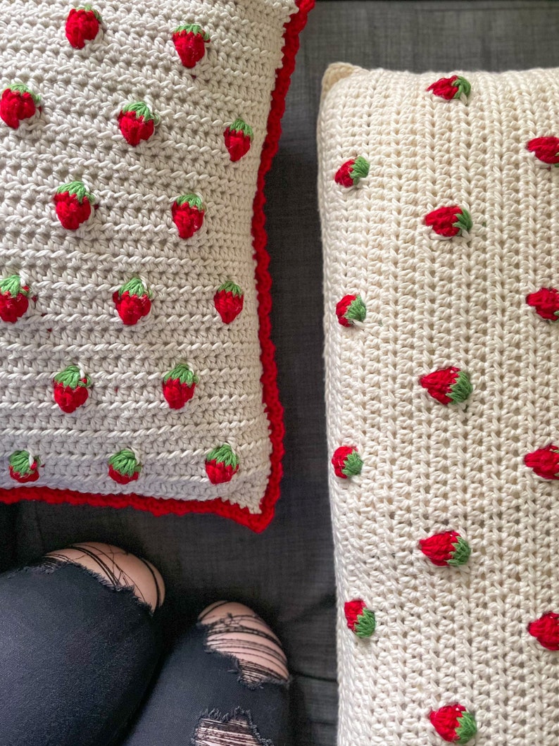 Strawberry Pillow Crochet Pattern / Cute and Easy Pillow Pattern / Berry Pillow / DIY / OneStopWonders image 4