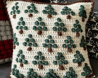 The Woodland Pillow Crochet Pattern / Easy Forest Themed Pillow / Tree Pillow / Digital Download / PDF / OneStopWonders