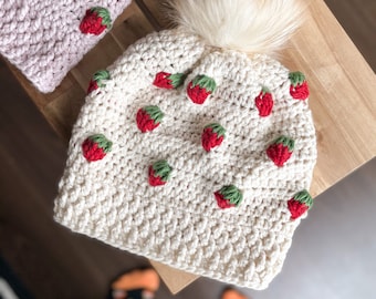 Strawberry Milkshake Beanie Crochet Pattern / Cute and Easy Crochet / OneStopWonders / Digital Download / PDF