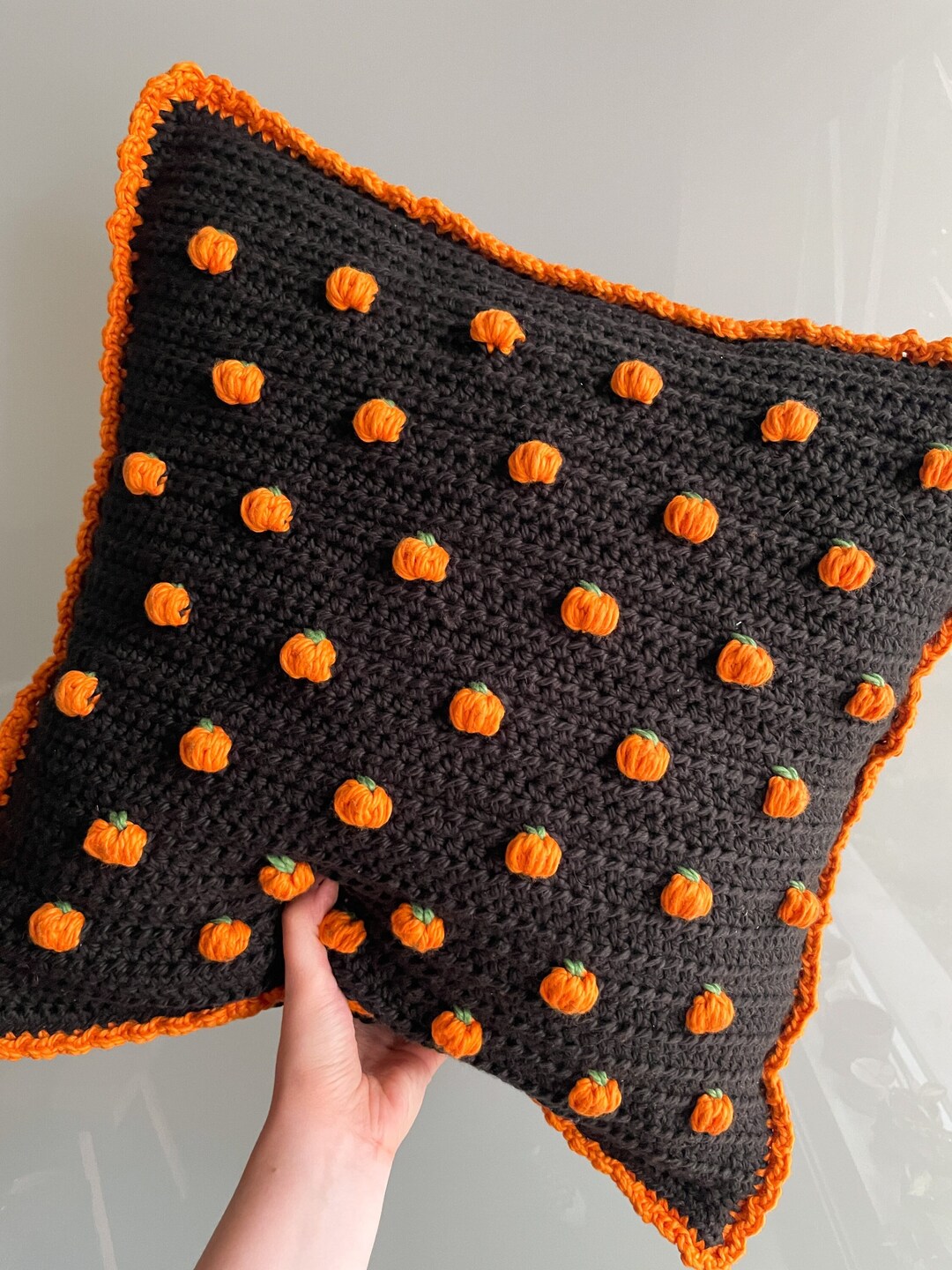 Pumpkin Pillow Crochet Pattern / Mini Pumpkin Decor / Fall Crochet Pillow / Halloween Pillow
