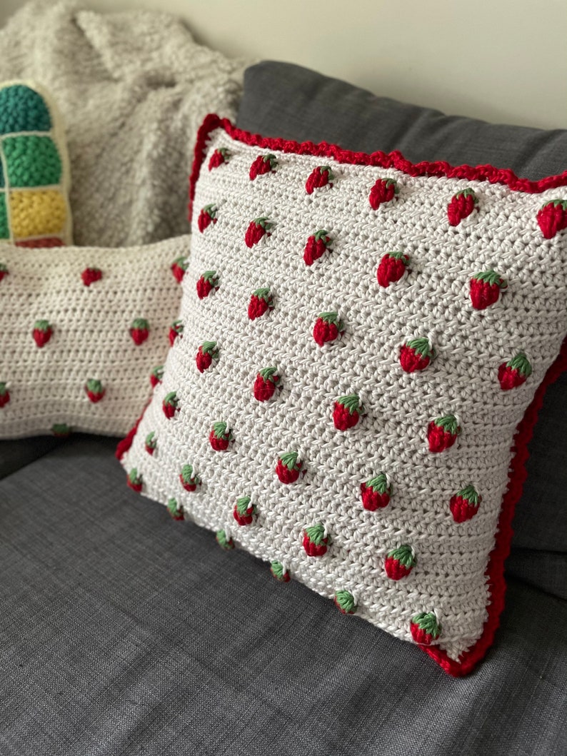 Strawberry Pillow Crochet Pattern / Cute and Easy Pillow Pattern / Berry Pillow / DIY / OneStopWonders image 2