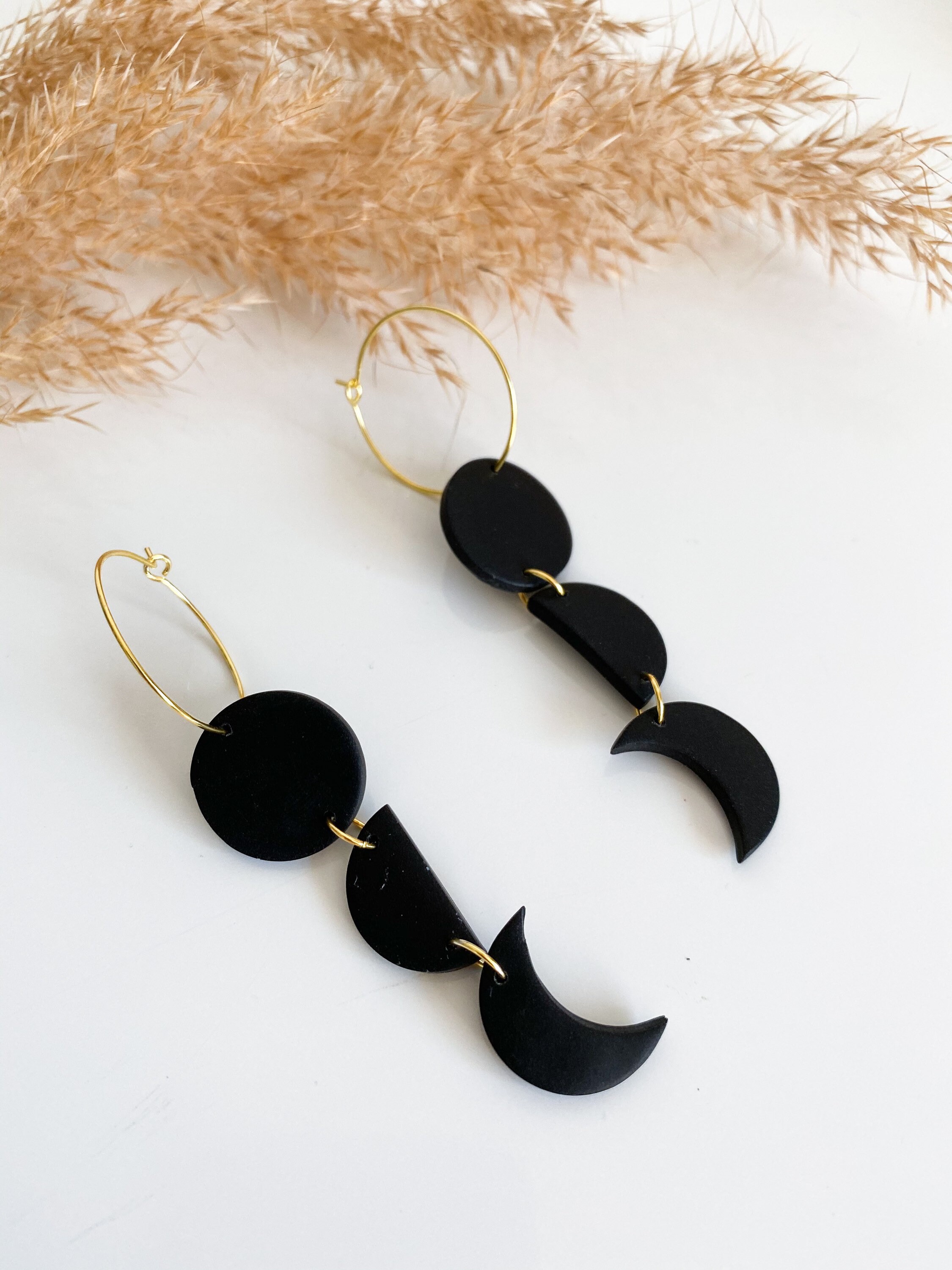 MOON PHASE COLLECTION bold polymer clay polymer clay earrings handmade statement handmade earrings jewelry earrings