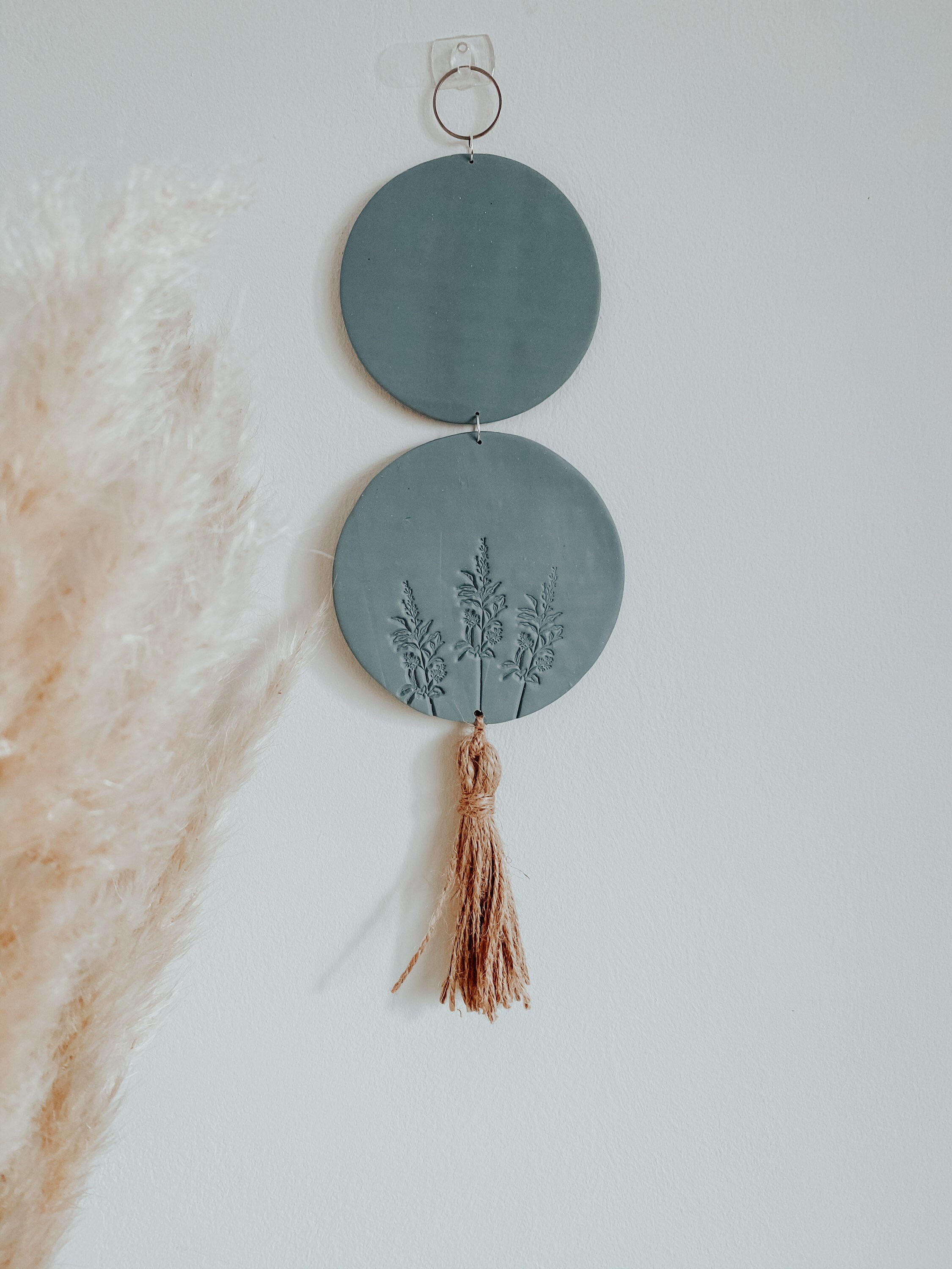 Floral Grey Wall Hanging Wall Decor Wall Art Clay Etsy UK