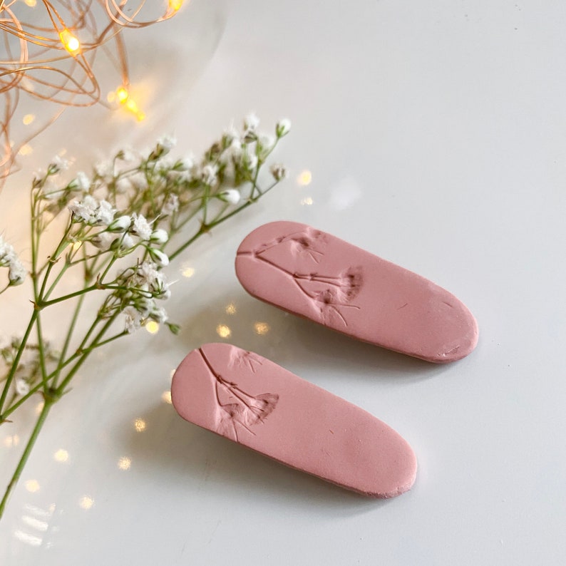 Hair clip handmade polymer clay botanical design hair accessories alligator clip made in the UK barrettes