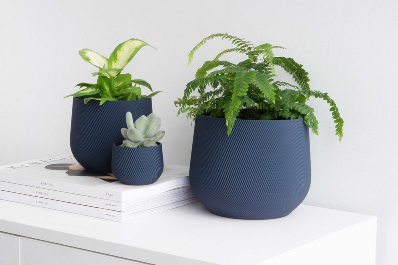 Blue Plant Pot Blue Planter Indoor Planter Indoor Plant Pot Minimal Plant Pot Minimal Planter Succulent Planter Cactus Pot image 1