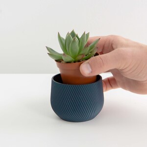 Blue Plant Pot Blue Planter Indoor Planter Indoor Plant Pot Minimal Plant Pot Minimal Planter Succulent Planter Cactus Pot image 4