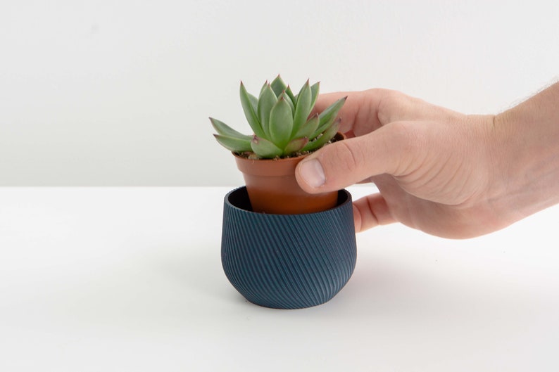 Blue Plant Pot Blue Planter Indoor Planter Indoor Plant Pot Minimal Plant Pot Minimal Planter Succulent Planter Cactus Pot image 4