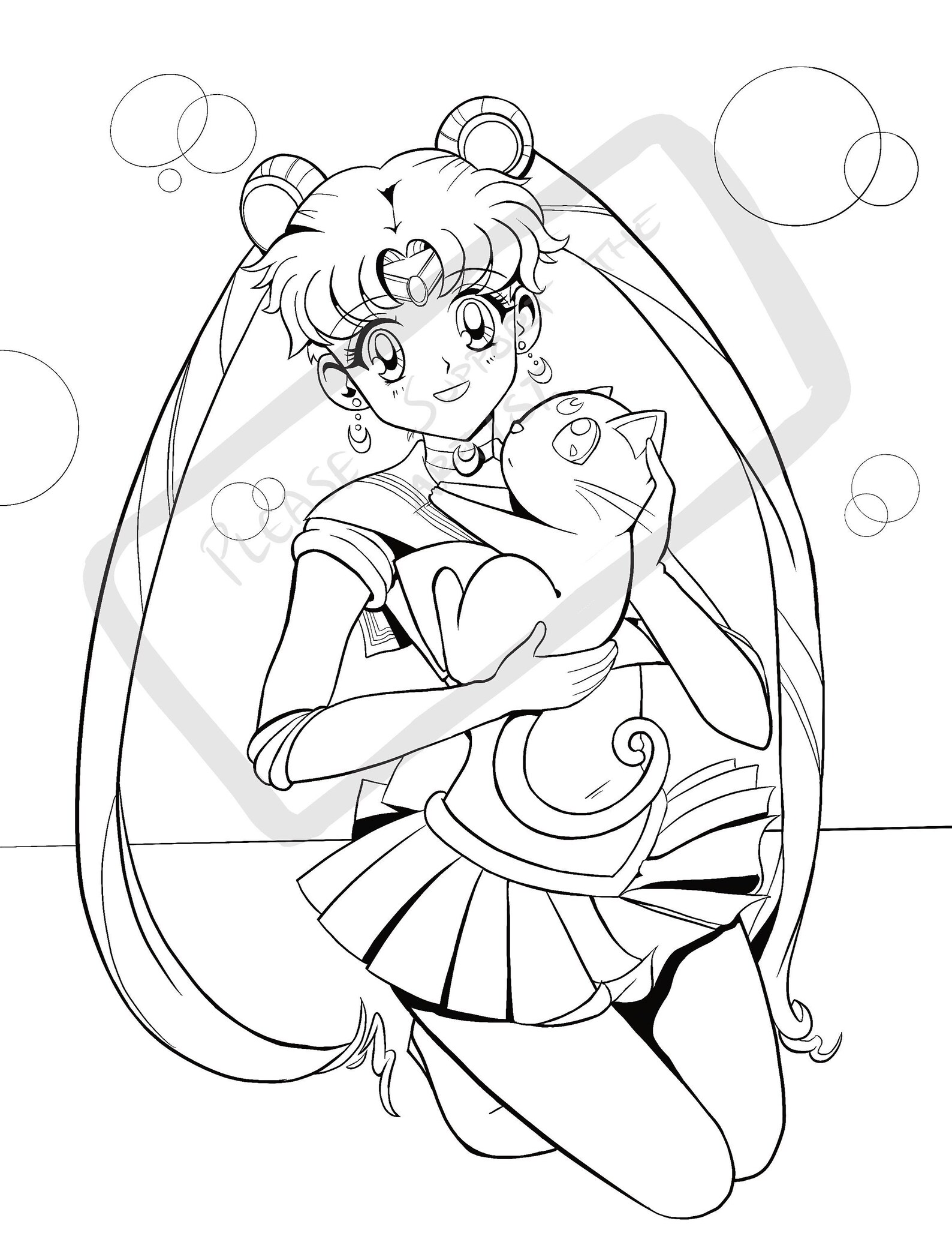 Sailor Moon and Luna Printable Colouring Sheet | Etsy