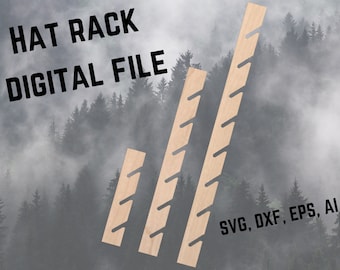 hat rack, digital file, vector file, hat rack svg, hat storage, hat display, hat Hooks, hat Holder, hat Hanger,  hat Display,