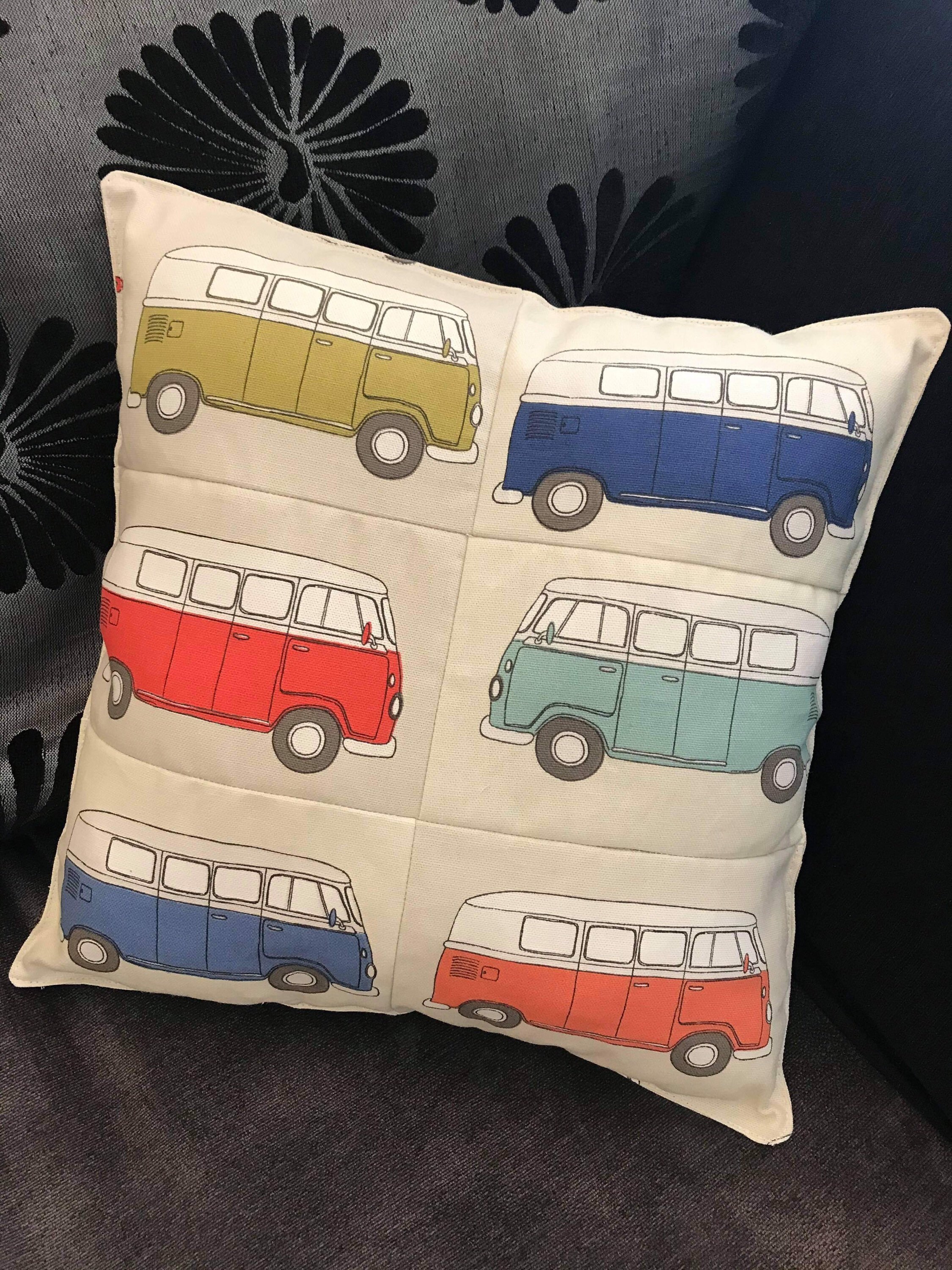 Camper Van Cushion Made From a Thick Canvas Fabric With Grey Etsy