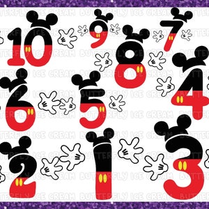 Mickeyy Numbers Svg, verjaardag nummer svg, Verjaardag nummers, mickeyy verjaardag nummers svg