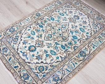 Türkischer Orientalischer Teppich , Teppich für Schlafzimmer , Teppich für Küche , Teppich für Toilette 136 x 97 cm 4.5 x 3.2ft f1483
