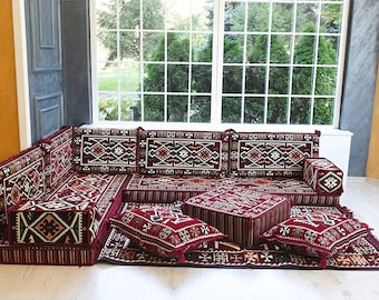 Orientalisches Bodensofa, Schnittsofa, Bodenkissen Daybed, Arabisches Sofa, Bodensitzsofa, Kelimkissen, Bodencouch, Leseecke