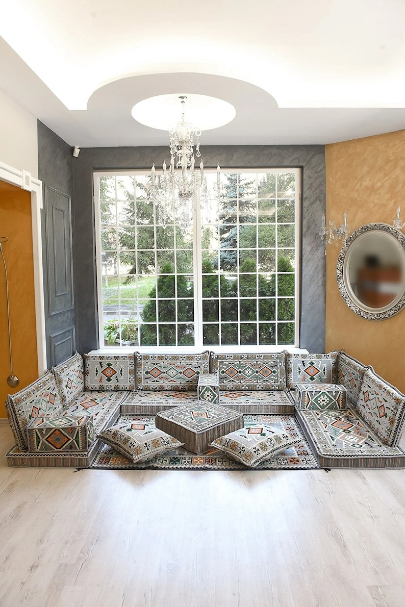 Floor Sofa, Sectional sofa, Floor Cushion Daybed, Arabic Sofa, Unique Cushion, Kilim Cushion, Floor Couch, Reading Nook image 3