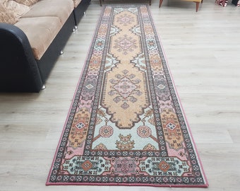 Vintage Teppich Läufer , Wollteppich , Küchenteppich , Flur Teppich , Türkischer Teppich , Teppichläufer Türkisch , Türkischer Teppich Läufer