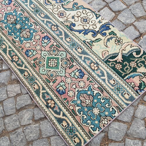 Art shops of persian rug , Turkish Rug , vintage rug , 187 x 68 cm G2444 6.1 x 2.2 feet runner rug , area rug , oushak rug
