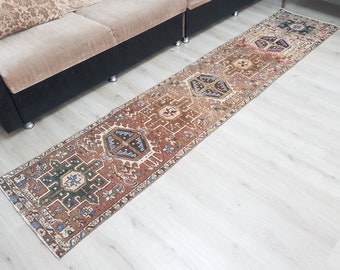 Handgewebter türkischer Teppich, Teppichläufer, Läufer, Flurteppich, Teppichläufer, Vintage Teppich 10,6 x 6,2 Ft