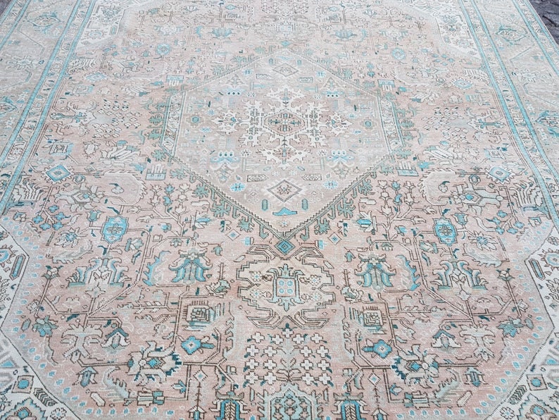 Oversize Türkischer Teppich Gedämpfter Rosa Teppich Grüner | Etsy