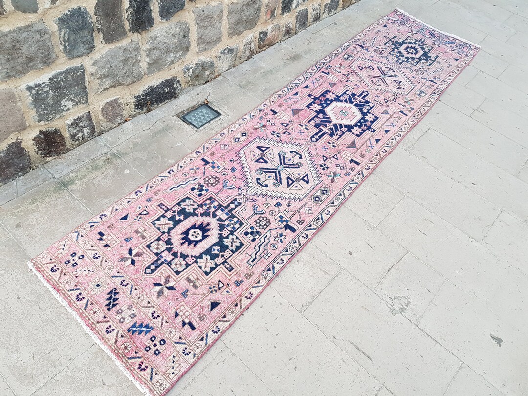 Runner Persian Rug Pink Hallway Rug Kitchen Rug 328 X 80cm Etsy