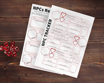 DnD Dungeon Master's NPC Tracker ll Printable or Fillable PDF (2 pages)