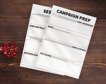 DnD Dungeon Master's Campaign Prep ll Printable or Fillable PDF (2 pages)