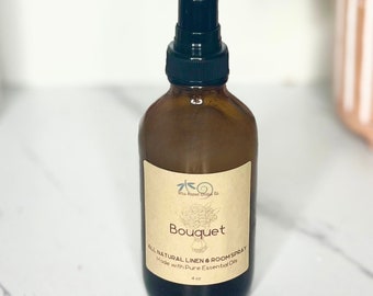 Bouquet Natural Room Spray with Essential Oils Nontoxic Room and Linen Spray Housewarming Gift Room Mist Odor Eliminator Dog Bed Spray