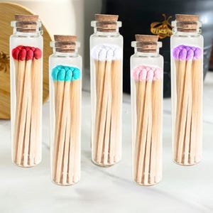 Apothecary Jar of Matches 3" Long Colored Safety Matches Cork Jar Matches Party Favor Matches Idea Wedding Matches