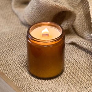 Fall Beeswax Candle with Wood Wick Hand Poured with Essential Oils Rustic Autumn Candle Cozy Crackling Candle for Home Decor Seasonal Gift image 4