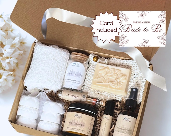 Spa Day Package for Bride-To-Be Pamper Day Natural Spa Gift Basket for Stress Relief Engagement Present for Friends Bridal Shower Presents