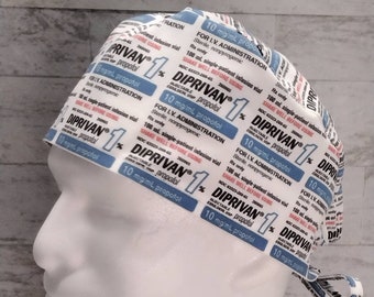 Propofol Scrub Cap, Scrub Hat, Surgical Scrub Hat, Anesthesia labels, CRNA gift, QUICK SHIP, anesthesia, anesthetist, nurse anesthesia