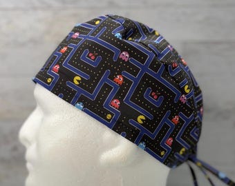 Pacman Game Scrub Cap, OR Surgical Scrub Hat, Anesthesia Humor, CRNA, Anesthetist, Surgeon, Surgery, Operating Room, Quick Ship