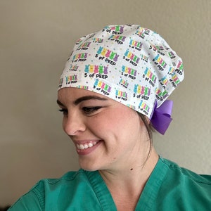 5 of PEEP Scrub Cap, Surgical Scrub Hat, Anesthesia Humor, CRNA, Nurse Anesthesia, Anesthetist, Quick Ship